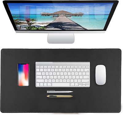 #ad Large Extended Genuine Leather Mouse Mat Non Slip Waterproof Laptop Desk Pad $34.99