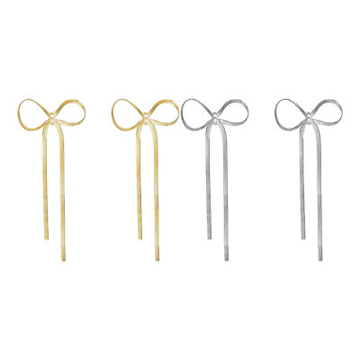 #ad Gold Bow Earrings Long Tassels Bow Knot Bow Drop Earrings Elegant Gold Drop $7.36