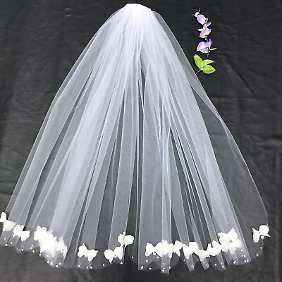 #ad Wedding Veil New Color White Flowered Like Butterfly’s And Shiny. $65.00