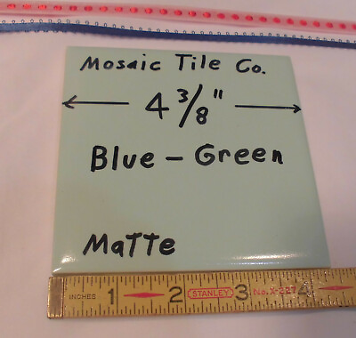 #ad 1 pc. Vintage *Blue Green* Matte Ceramic Tile 4 3 8quot;…by The Mosaic Co. NOS $12.55