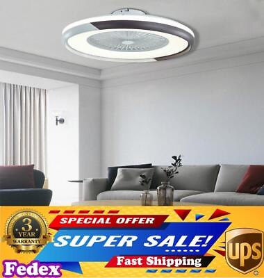 #ad 23quot; Modern Ceiling Fan Light LED Dimmable Chandelier Lamp W Remote Flush Mount $53.20