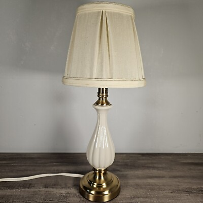 #ad Lenox Lighting by Quoizel Porcelain Ivory Gold Small Table Lamp 16quot;H 7quot;W $129.99