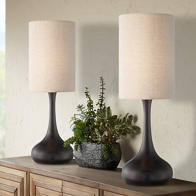 #ad Modern Table Lamps Set of 2 Espresso Bronze Droplet for Living Room Bedroom $99.98