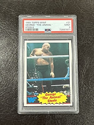 #ad 1985 Topps WWF George The Animal Steele #21 PSA 9 MINT RC HOF ONLY 1 HIGHER $275.00