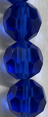 #ad 10mm Clear Dark Blue Crystal Glass Beads As Pictured. 1 Strand 20 Beads Str $2.00