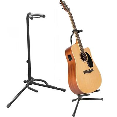 #ad New Tubular Acoustic Electric Bass Guitar Stand Holder Black $12.99