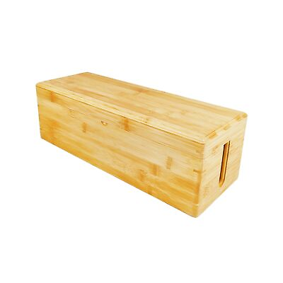 #ad Set of 3 Desk Storage Box and Cable Management Box Bamboo Wooden Box with Hi... $21.13
