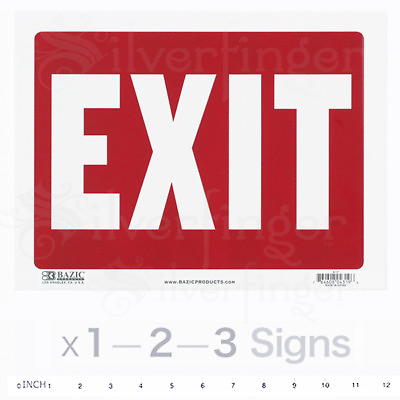 #ad EXIT Sign Door Signs Store Office Shop Safety Red White 9x12quot; PVC Plastic $3.71