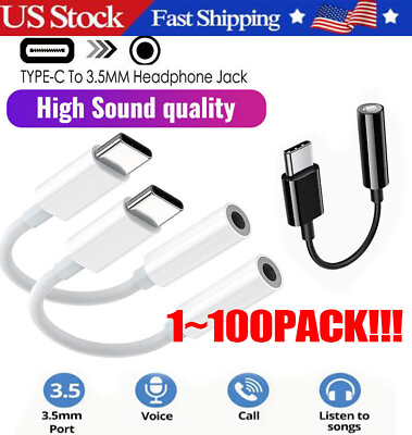 #ad USB C Type C to 3.5mm AUX Headphone Jack Adapter Lot For iPhone 15 Android Phone $73.38