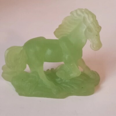 #ad Green Glass Horse Trotting Figurine Home Decor 3quot; H x 3quot; L $8.99