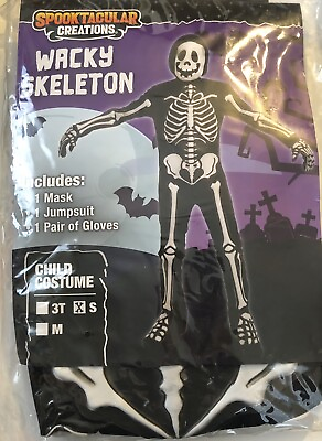 #ad Youth Girls or Boys Size Small Skeleton Costume w Scary Mask $29.99