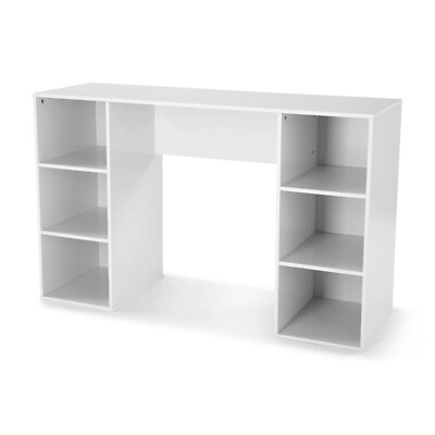#ad Mainstays 6 Cube Storage Computer Desk White Sleek Work Desk Fr Making Available $46.99
