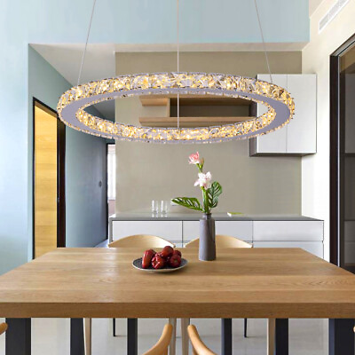 #ad Modern LED Crystal Chandeliers Stainless Steel Adjustable Ceiling Light Fixture $19.99