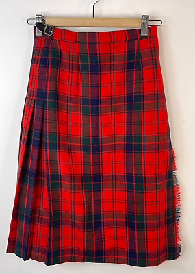#ad The Tartan Gift Shops Women Red Plaid 100% Wool Tartan Skirt Size 24 $39.99