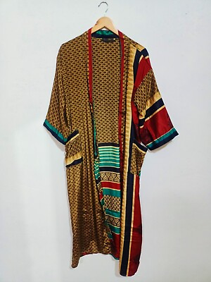 #ad Indian Multicolor Silk Kimono Bath Robes Silk Long Bath Robes Silk Kimono Robes $30.97