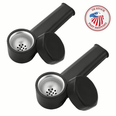 #ad Pack of 2 3.5quot; Silicone Tobacco Smoking Pipe with Lid Storage Bag Hand Pipe $9.89