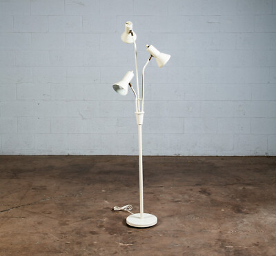 #ad Mid Century Modern Floor Lamp White Bullet 3 Light Adjustable Brass Vintage Mcm $398.98