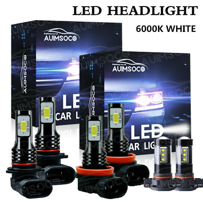 #ad LED Headlight amp; Fog Lamps Bulbs For GMC Sierra 1500 2500HD 2007 2012 2013 2014 $38.99