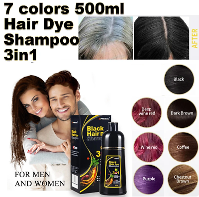 #ad Hair Dye Color Shampoo 500ml Instant 100% Grey Coverage For Men amp;Women $249.99