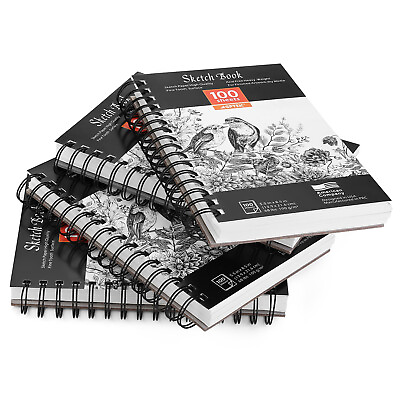 #ad 4Pack Sketch Book A5 Spiral Sketch Pads Drawing Acrylic Paint Art Supplies Craft $32.99