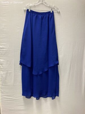 #ad Blue Layered Ruffle Full Length Skirt Womens 10 $18.88