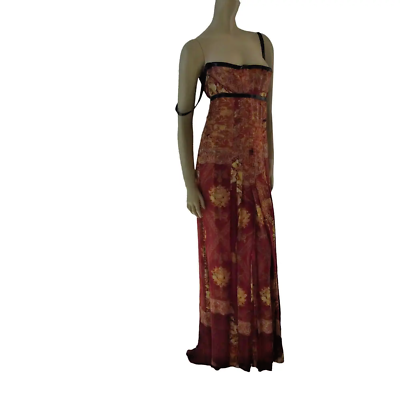 #ad Roberto Cavalli red fire print silk long gown dress for event celebration S $1390.00