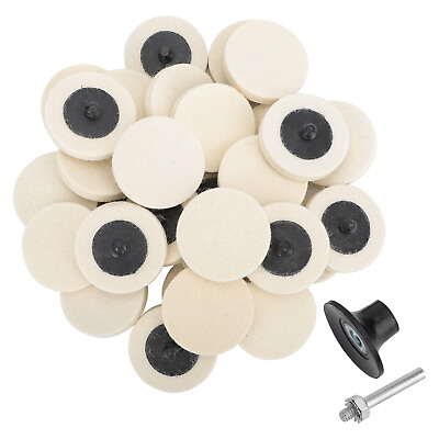 #ad 30 Pcs 2 Inch Wool Disc Polishing Buffing Pads Wheels Pad Holder with 1 4quot; Shank $16.48