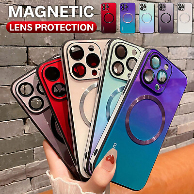 #ad For iPhone 15 Pro Max 14 13 12 Gradient Glass MagSafe Case Lens Protection Cover $4.99