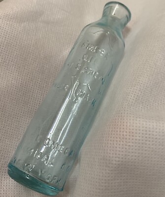 #ad Antique The Omega Oil Chemical Co bottle Medicine Its Green Pain Relief Quack NY $17.00