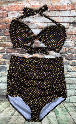 #ad New With Tags 3xl Size 12 US Bikini Polka Dot Bikini Swimsuit $13.68