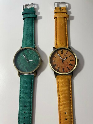 #ad Women Wristwatches Retro Imitation Denim Old Gold Tone Belt Quartz Watch $14.00