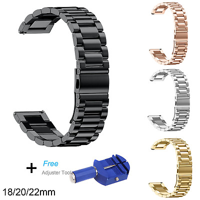 #ad 18mm 20mm 22mm Stainless Steel Bracelet Link Band Metal Watch Strap w Quick Pins $12.58