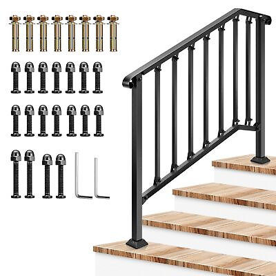 #ad VIVOSUN 4 5 Step Wrought Iron Handrails28quot; Adjustable Stair Railing Porch Post $80.99
