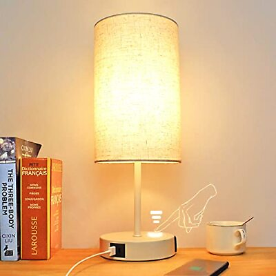 #ad Touch Control Table Lamp 3 Way Dimmable Bedside Desk Lamp with 2 Fast USB Por... $38.61