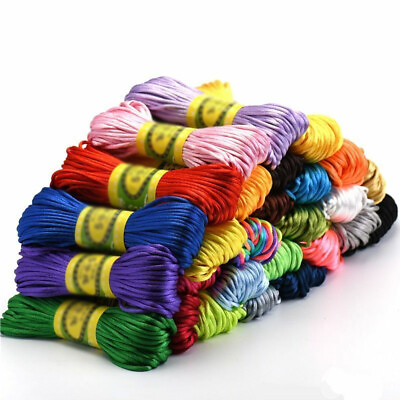 #ad 20 Meter 2.5mm Braided Macrame Satin Silk Cord Chinese Knot Nylon Rattail Thread $7.69