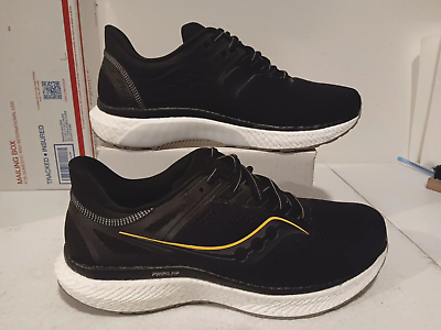 #ad Saucony Hurricane 23 Wide Black ViZi Gold Men#x27;s Running Shoes Size 11.5 WIDE NEW $69.99