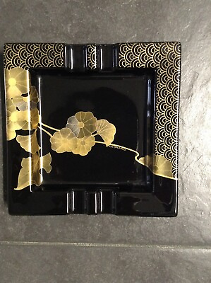 #ad Authentic Leonard Paris gold flower design ashtray limited #32 vintage C $500.00