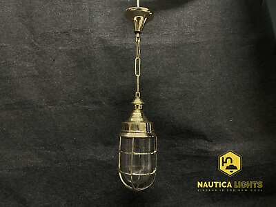 #ad Nautical Brass Living Room Decor Hanging Pendant Bulkhead Light With Brass Chain $137.28