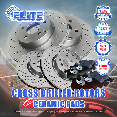 #ad FrontRear Cross Drilled Rotors amp; Ceramic Pads for 1993 1997 BMW 850Ci E31 $396.15