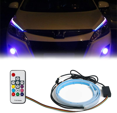 #ad Pack 2 Car Led Strip Lights Turn Signal Light Bar RGB Multi Color Daytime Runn $15.85