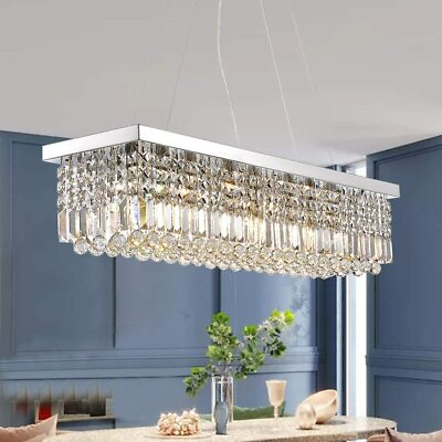 #ad 24quot; K9 Crystal Chandeliers Modern Rectangle Pendant Light Fixture Ceiling Light $129.59