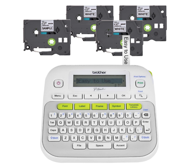 #ad P Touch PTD210 Easy to Use Label Maker Bundle 4 Label Tapes Included White $84.90