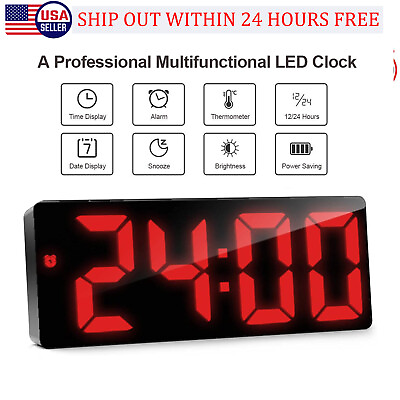 #ad Digital LED Desk Alarm Clock Large Mirror Display USB Snooze Temperature Mode US $8.89