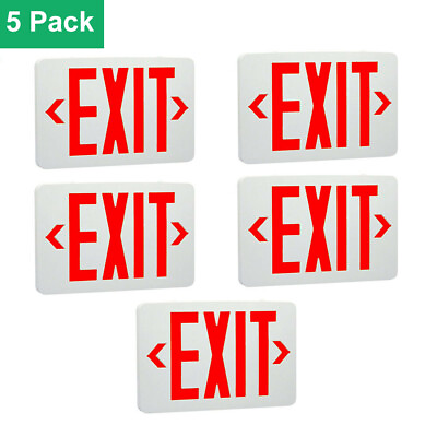 #ad 5 pack ABS Red LED Emergency Exit Light Sign AC 120V 277V LED Lamp ABS UL $78.29