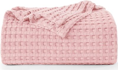 #ad Utopia Bedding Cotton Waffle Blanket 300 GSM Dusky Pink 90x108 Inches Soft $47.99