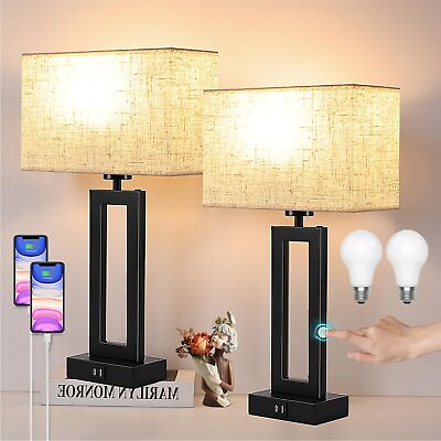 #ad Nightstand Table Lamps for Bedrooms Set of 2 Touch Bedside Lamp with USB CA $69.12