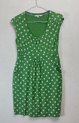 #ad Boden Spot dress Green UK 12 Knee length sleeveless Summer Stretch Jersey VGC GBP 15.99