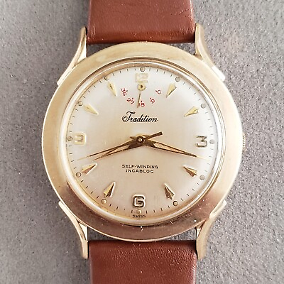 #ad Tradition Power Reserve Automatic Vintage Watch 10KGF 34mm Case AS 1382N $225.00