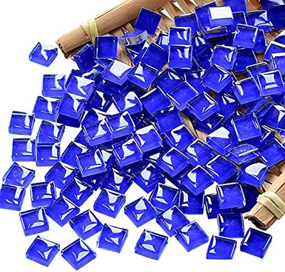 #ad Mosaic Tiles Squares Dark Blue Crystal Mosaic Glass Tile for Crafts Bulk DIY Pic $6.99