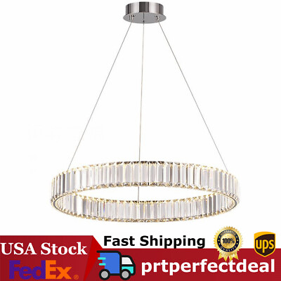 #ad LED Crystal Chandelier Ring Pendant Lamp Ceiling Light Hanging Light $135.00